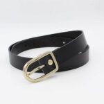 Ledergürtel Damen Damengürtel Gürtel Schwarz goldene Schnalle 2,5 cm