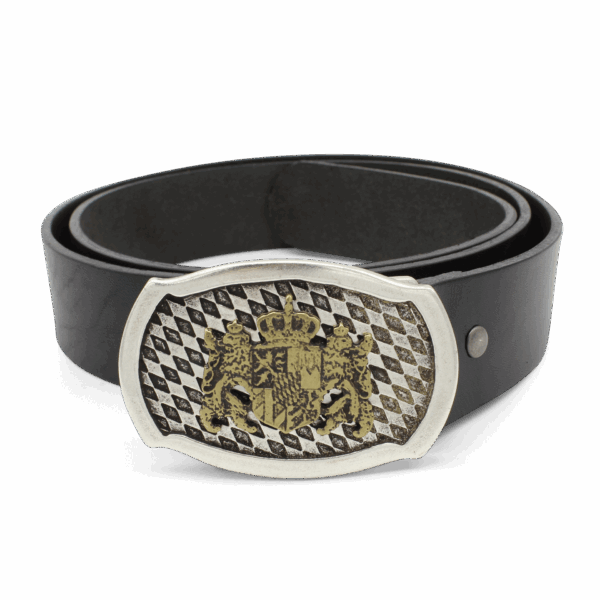 Trachtengürtel schwarz Herren Bayernwappen Gürtel für Lederhose Echtleder Lederhosengürtel
