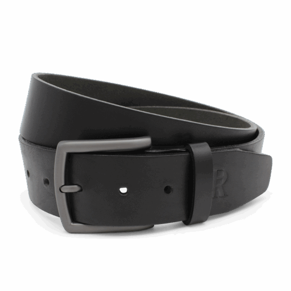 Gürtel Herren schwarze Schnalle Echtleder Herrengürtel Dunkel 4cm