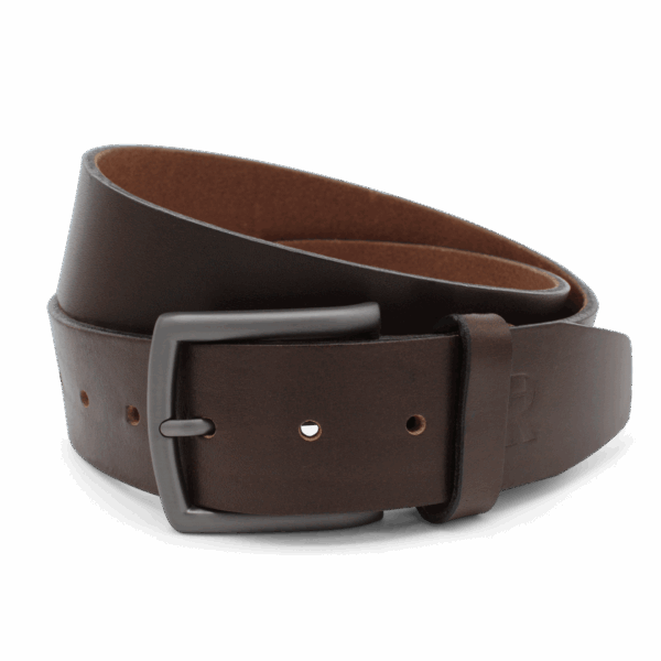 Jeansgürtel Herren 4cm dunkelbraun Brauner Gürtel schwarze Schnalle