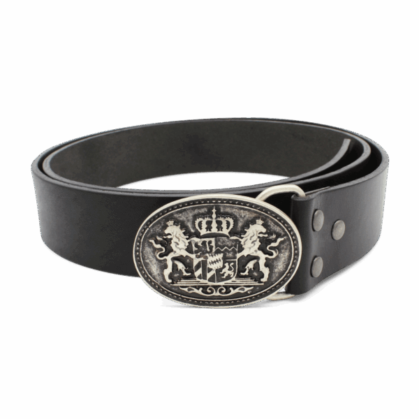 Trachtengürtel für Lederhose Schwarz Männer Lederhosengürtel Bayern Klassik Bayernwappen